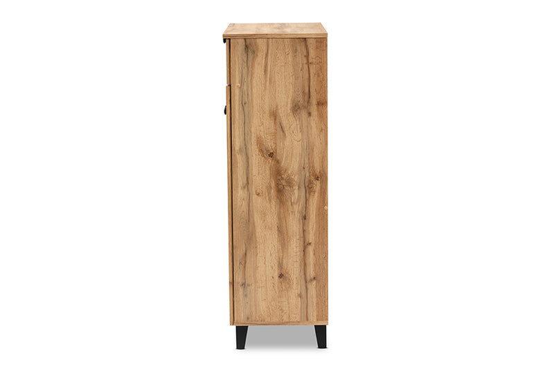 Theo Modern and Contemporary Oak Brown Finished Wood 5-Shelf Shoe Storage Cabinet