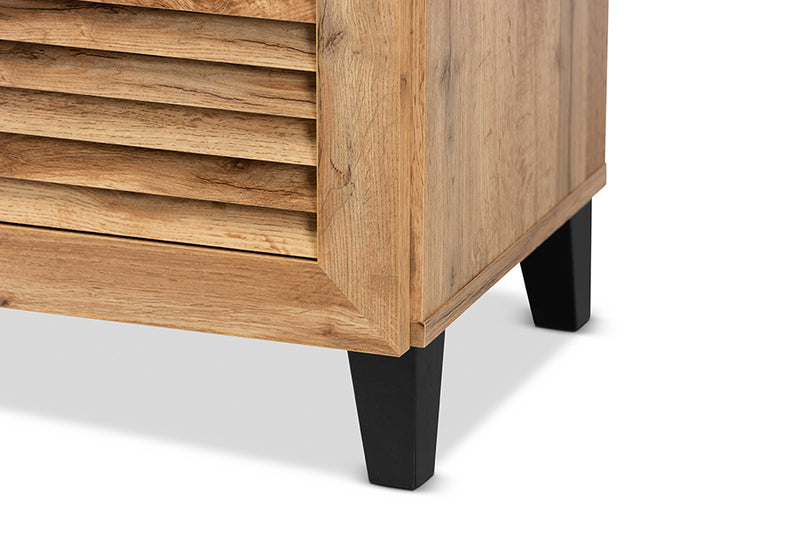 Theo Modern and Contemporary Oak Brown Finished Wood 5-Shelf Shoe Storage Cabinet