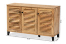 Theo Oak Brown 3-Door Shoe Storage Cabinet Baxton