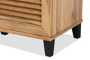 Theo Oak Brown 3-Door Shoe Storage Cabinet Baxton