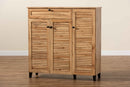 Theo Oak Brown 3-Door Shoe Storage Cabinet w/Drawer Baxton