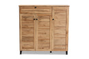 Theo Oak Brown 3-Door Shoe Storage Cabinet w/Drawer Baxton