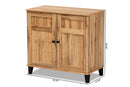 Trenton Oak Brown 2-Door Shoe Storage Cabinet Baxton