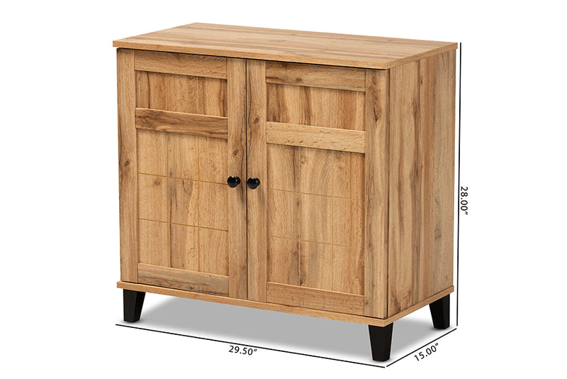 Trenton Modern and Contemporary Oak Brown Finished Wood 2-Door Shoe Storage Cabinet