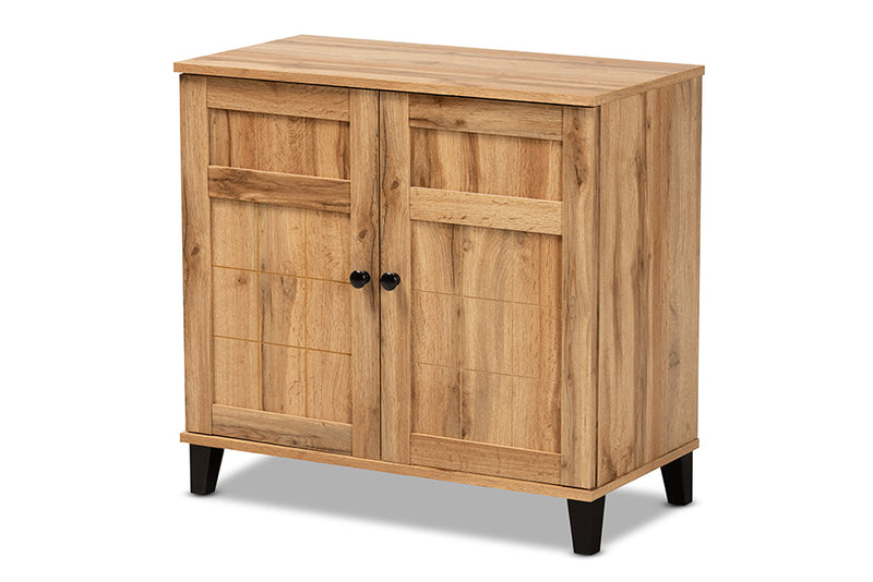 Trenton Modern and Contemporary Oak Brown Finished Wood 2-Door Shoe Storage Cabinet