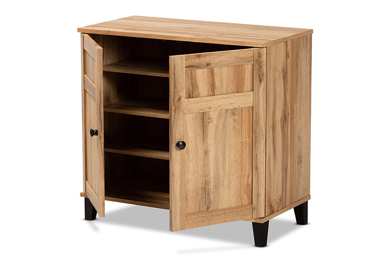 Trenton Modern and Contemporary Oak Brown Finished Wood 2-Door Shoe Storage Cabinet