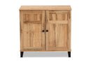 Trenton Oak Brown 2-Door Shoe Storage Cabinet Baxton