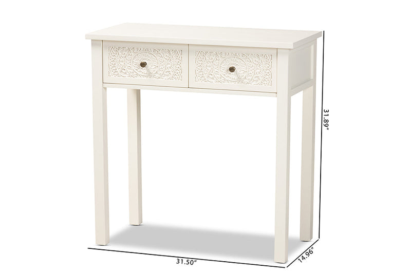 Calista White 2-Drawer Console Table Baxton