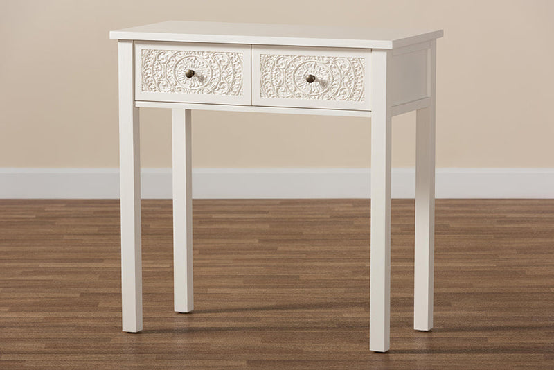 Calista White 2-Drawer Console Table Baxton