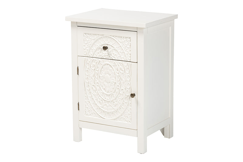 Calista Classic and Traditional White Finished Wood 1-Drawer End Table