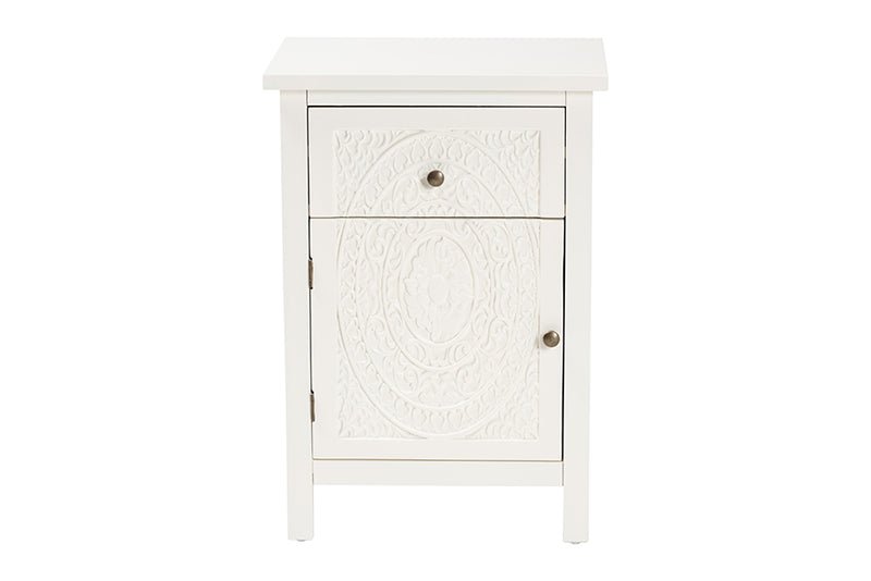 Calista Classic and Traditional White Finished Wood 1-Drawer End Table