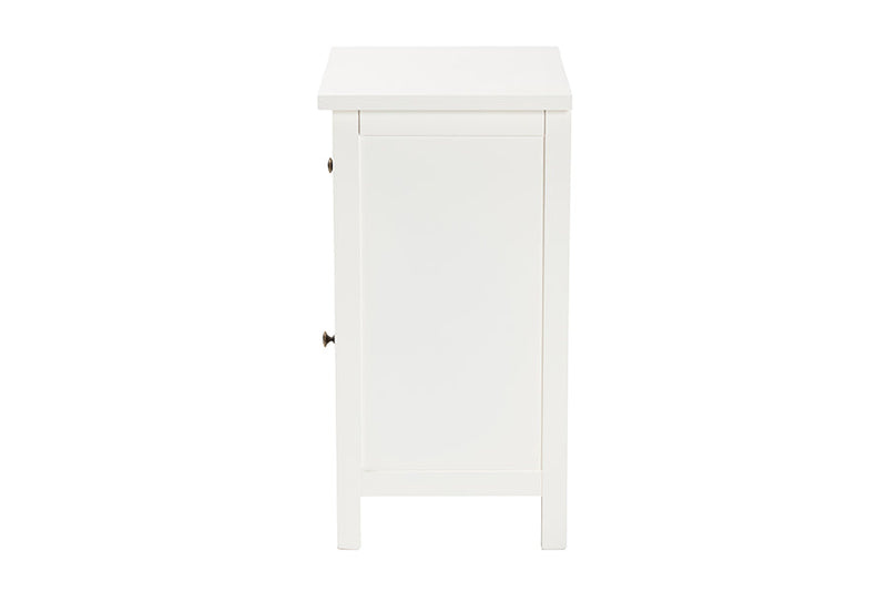 Calista White 1-Drawer End Table Baxton