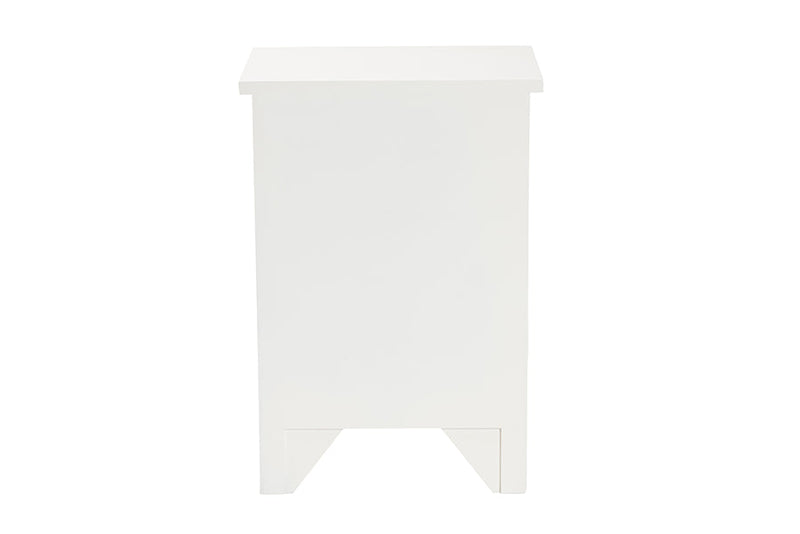 Calista White 1-Drawer End Table Baxton