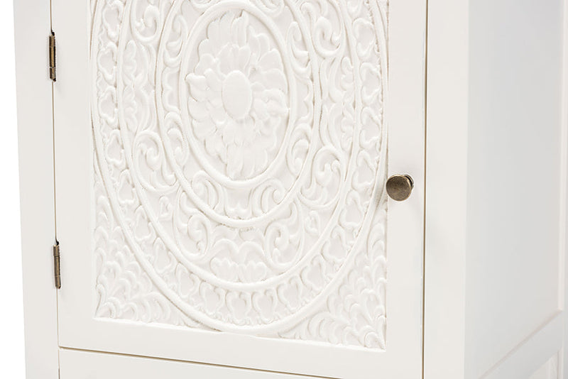 Calista White 1-Drawer End Table Baxton