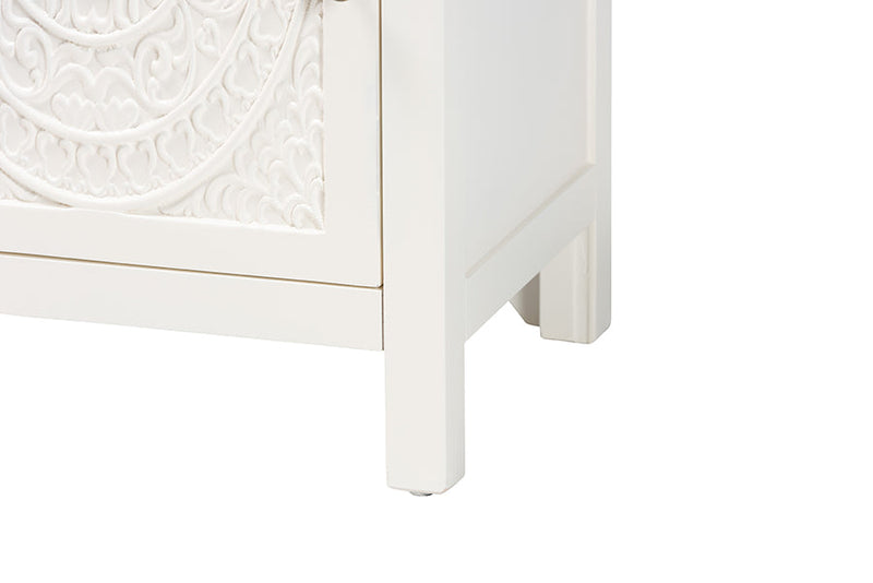 Calista White 1-Drawer End Table Baxton