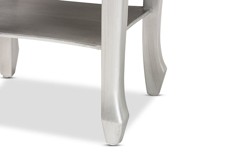 Melora Brushed Silver 2-Drawer End Table Baxton