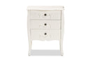 Melora White 3-Drawer Storage Cabinet Baxton