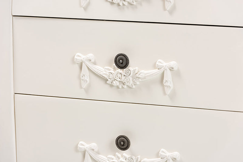 Melora White 3-Drawer Storage Cabinet Baxton
