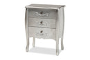Melora Brushed Silver 3-Drawer Storage Cabinet Baxton