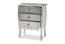 Melora Brushed Silver 3-Drawer Storage Cabinet Baxton
