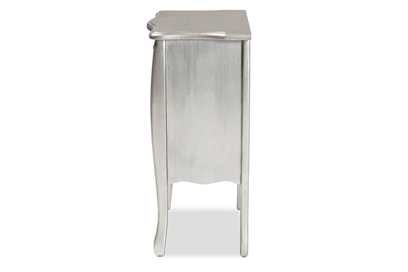 Melora Brushed Silver 3-Drawer Storage Cabinet Baxton