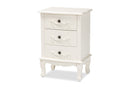 Merida White 3-Drawer End Table Baxton