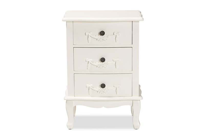 Merida Classic and Traditional White Finished Wood 3-Drawer End Table