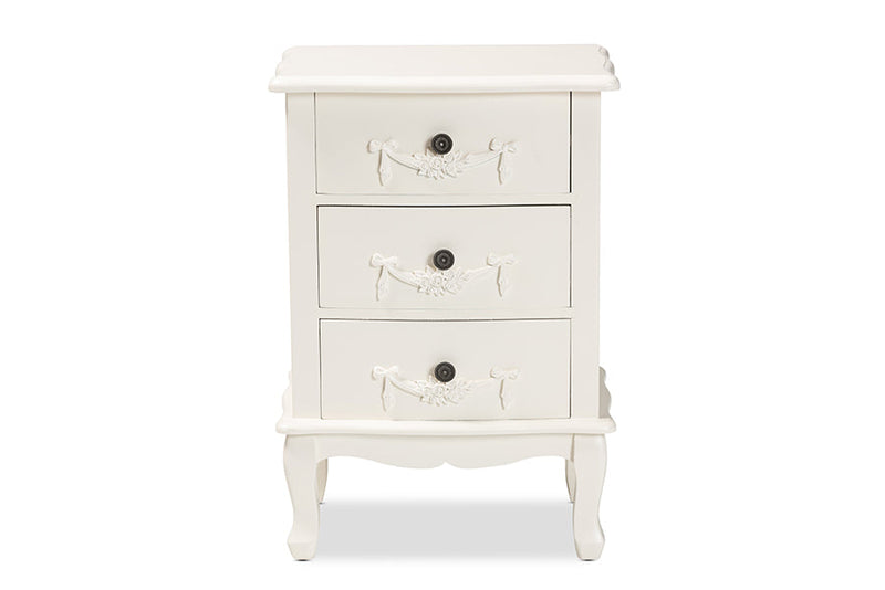 Merida White 3-Drawer End Table Baxton