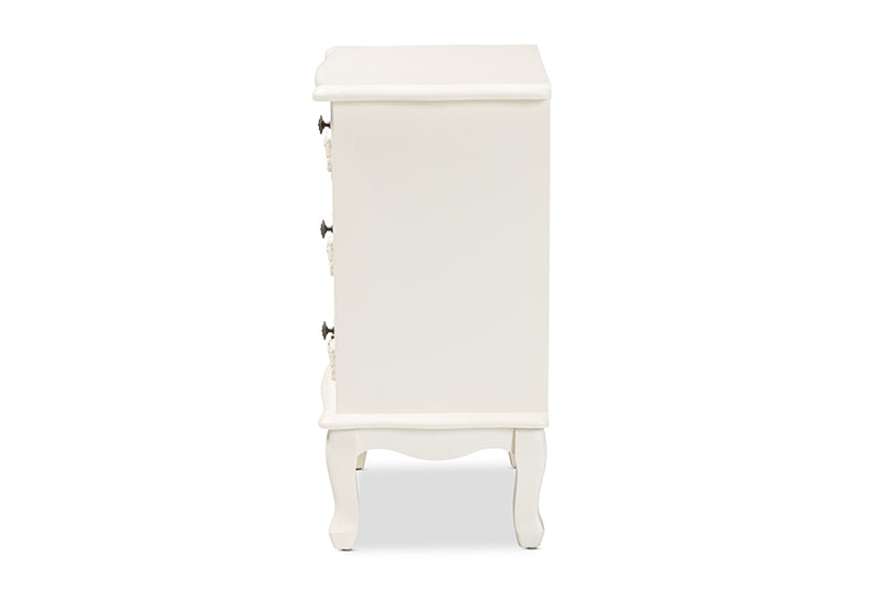 Merida Classic and Traditional White Finished Wood 3-Drawer End Table