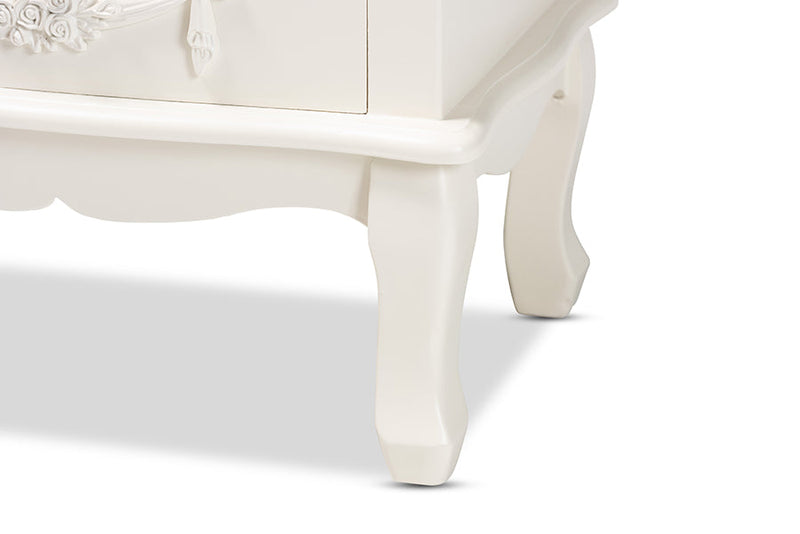 Merida White 3-Drawer End Table Baxton