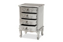 Merida Brushed Silver 4-Drawer End Table Baxton