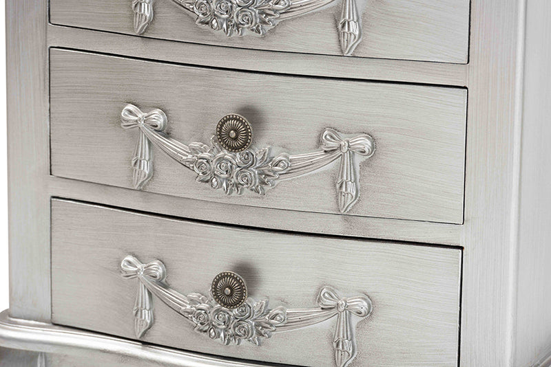 Merida Brushed Silver 4-Drawer End Table Baxton