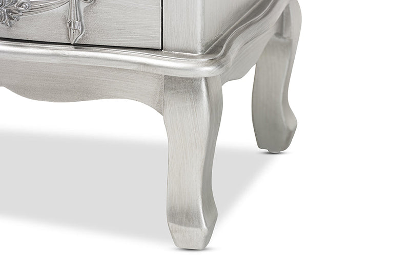 Merida Brushed Silver 4-Drawer End Table Baxton