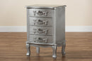 Merida Brushed Silver 4-Drawer End Table Baxton