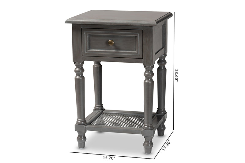 Danielle Modern and Contemporary Vintage Gray Finished Wood 1-Drawer End Table