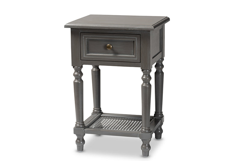 Danielle Modern and Contemporary Vintage Gray Finished Wood 1-Drawer End Table