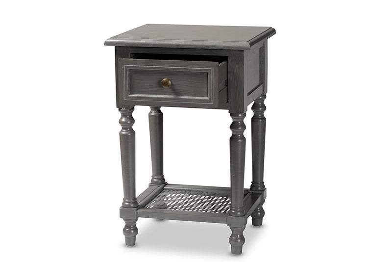 Danielle Modern and Contemporary Vintage Gray Finished Wood 1-Drawer End Table