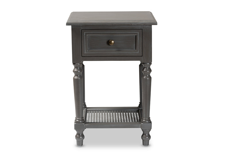 Danielle Modern and Contemporary Vintage Gray Finished Wood 1-Drawer End Table