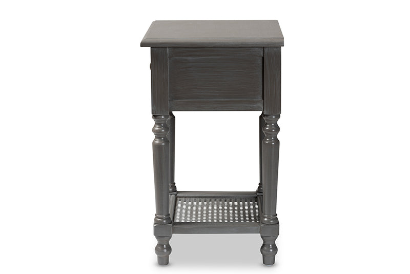 Danielle Modern and Contemporary Vintage Gray Finished Wood 1-Drawer End Table