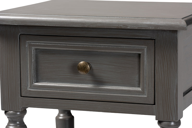 Danielle Modern and Contemporary Vintage Gray Finished Wood 1-Drawer End Table