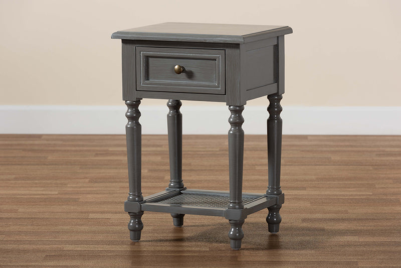 Danielle Modern and Contemporary Vintage Gray Finished Wood 1-Drawer End Table