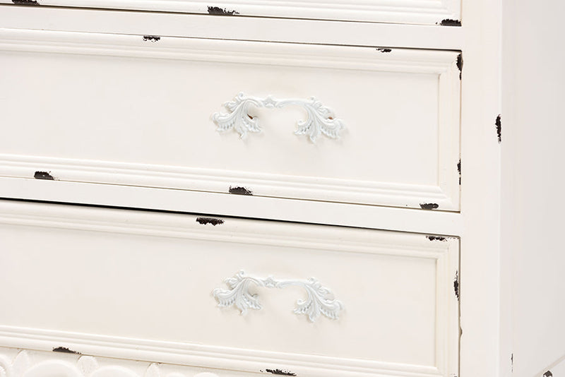 Firenze Two-Tone Walnut Brown and Antique White 5-Drawer Storage Cabinet Baxton