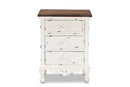 Firenze Walnut Brown and Antique White 3-Drawer End Table Baxton