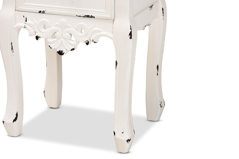 Firenze Two-Tone Walnut Brown and Antique White 2-Drawer End Table Baxton