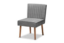Freda Gray Velvet Upholstered and Walnut Brown Dining Chair Baxton