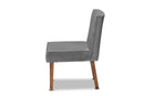 Freda Gray Velvet Upholstered and Walnut Brown Dining Chair Baxton