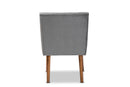 Freda Gray Velvet Upholstered and Walnut Brown Dining Chair Baxton