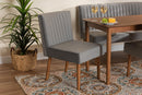 Freda Gray Velvet Upholstered and Walnut Brown Dining Chair Baxton