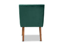Freda Emerald Green Velvet Upholstered and Walnut Brown Dining Chair Baxton