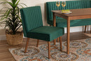 Freda Emerald Green Velvet Upholstered and Walnut Brown Dining Chair Baxton